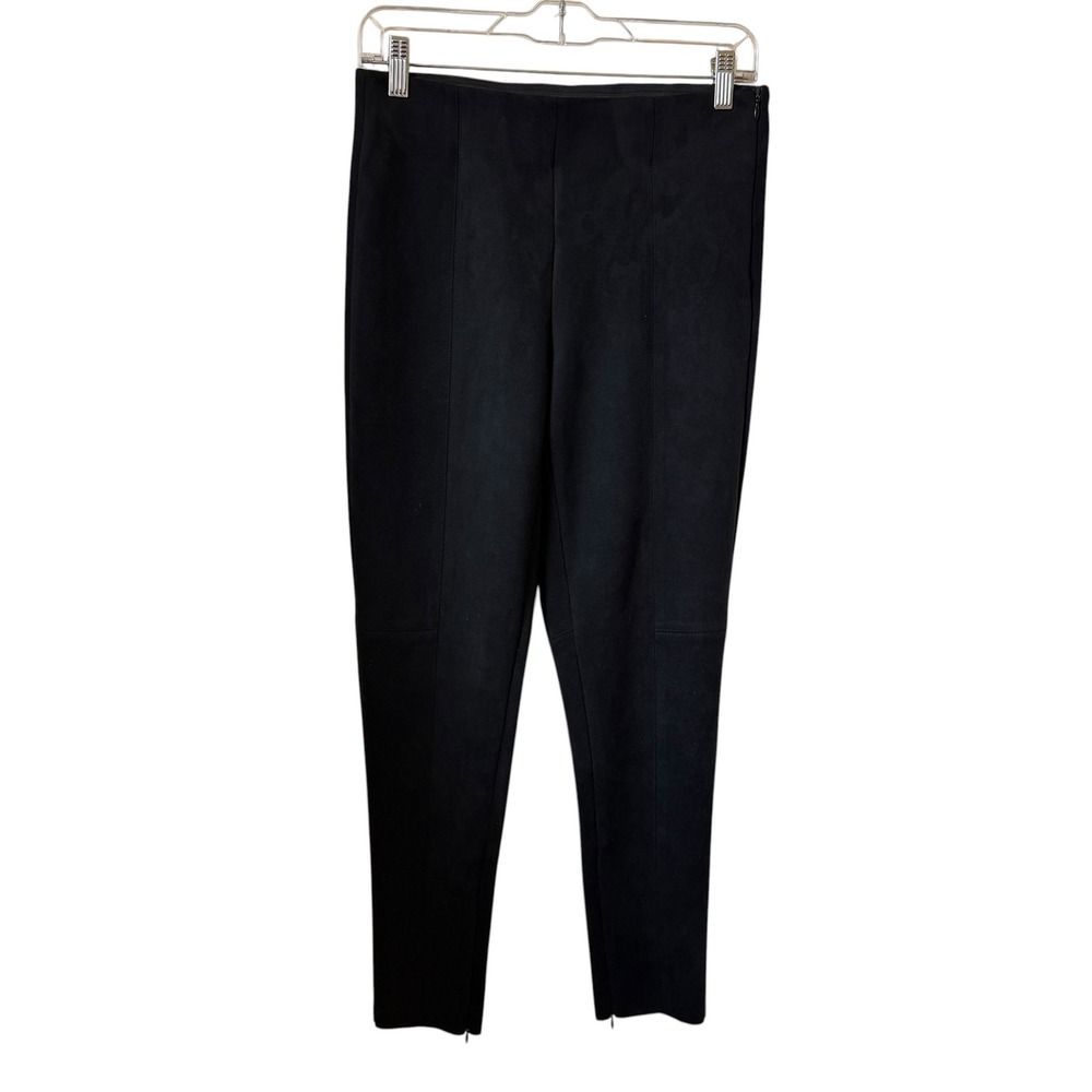 Zara Basic Faux Suede Leggings Women Size M Black  Ankle Zip‎ Seam Detail